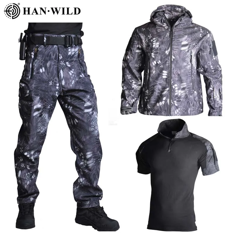 Soft Shell Jacket Man Combat Shirt Pants Camping Uniform Tactical Jackets Army Clothes Hiking Jackets Men Military Clothing