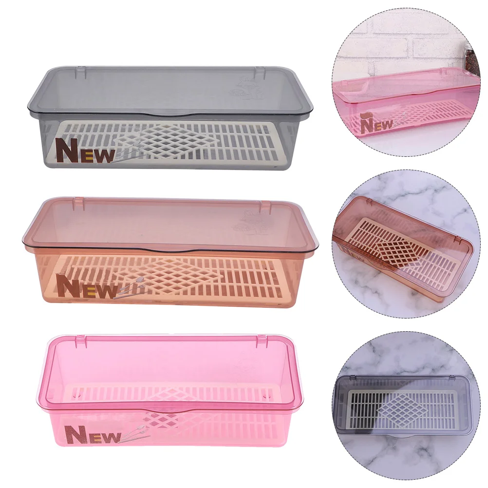 

3 Pcs Drain Chopsticks Box Cutlery Storage Boxes Plastic Holders Dinnerware Flatware Draining Tableware Organizer Case Rest