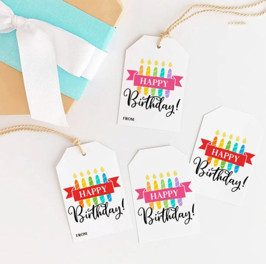 50pcs Gift Tags / Happy Birthday Gift Tag / Birthday Gift Labels In Two Colors