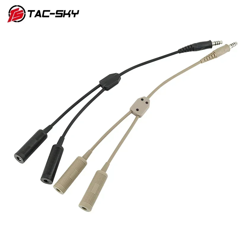 TS TAC-SKT Compatible Dual Pass Tactical Noise Canceling Headset Adapter , Dual Pass Plug to Single Plug Converter PTT