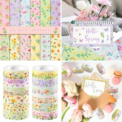 Cartoon Flower Tulip Background Material Decorative Paper and Washi Tapes Sticker Scrapbooking Handbook DIY Craft Art Supplies