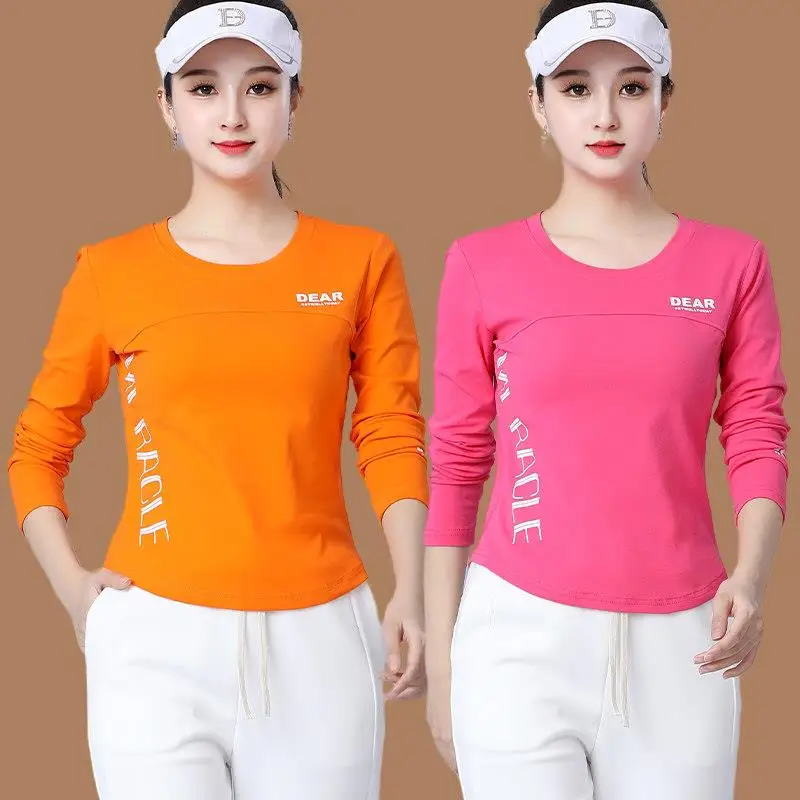 純綿スクエアダンストップ女性のフィットネス半袖スポーツウェア夏-tシャツヤン・リーピン新しいスタイルラウンドネックレタープリントダンス服