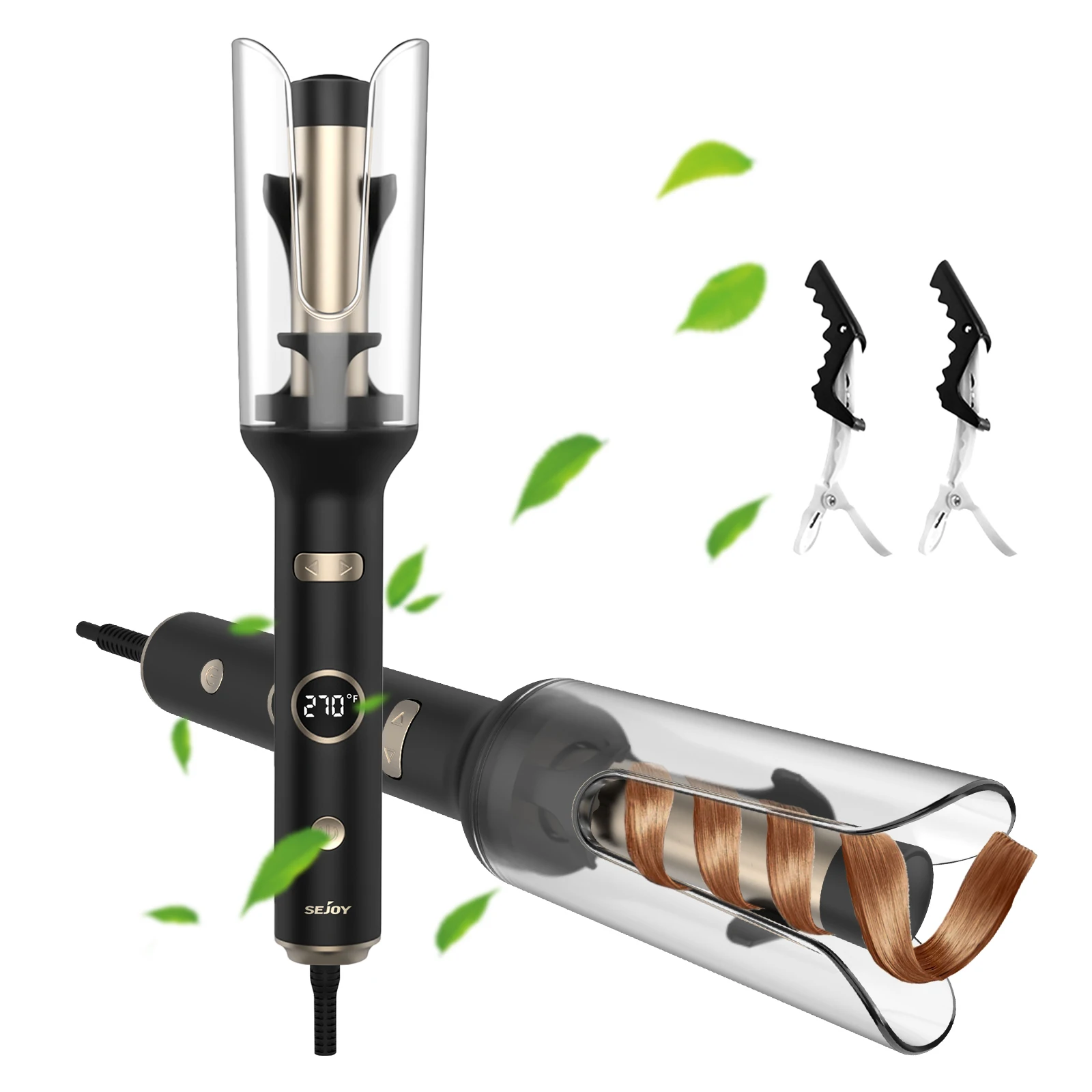 

Автоматическая щипцы для завивки волос с 5-температурным быстрым нагревом, защитой от ожогов, вращающейся, с автоматическим отключением для укладки волос