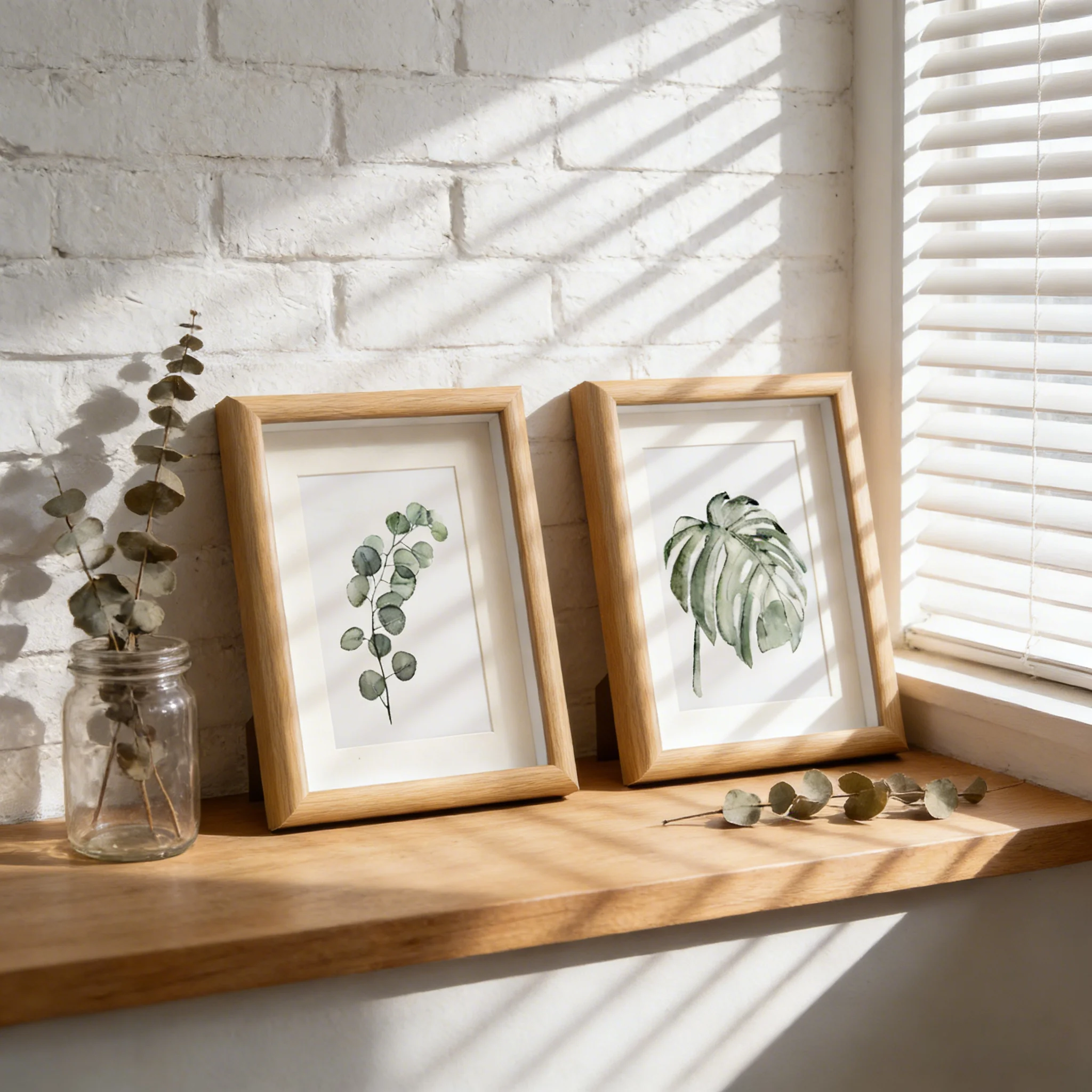 

Framed Painting Nordic Style Fresh Green Plant Frame - Hollow Monstera Leaf Tabletop Ornament & Photo Wall Decor