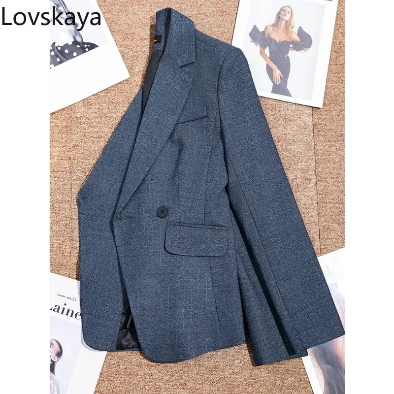 Solid Long Sleeve Formal Blazer and Trouser for Women, Ladies Pant Suit, Gray Business Work Wear, High Quality, 2 Piece Set