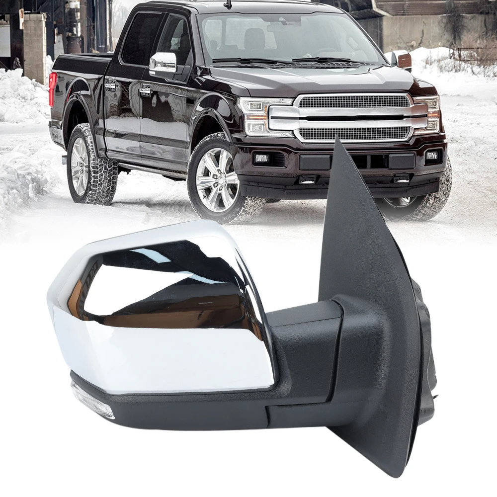 

8 Pins Door Wing Mirror For Ford F150 2015 2016 2017 2018-2020 Right Chrome Manual Folding Heated Side Mirror Car Accessories