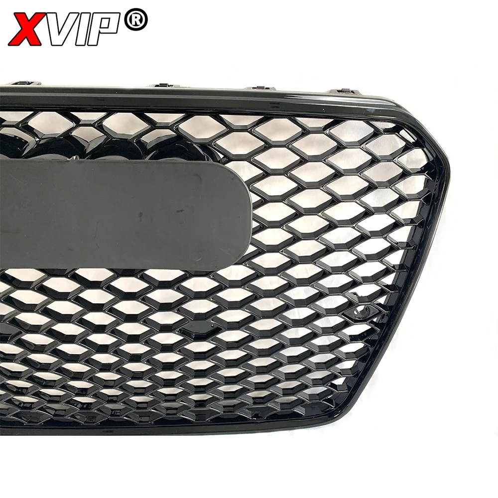 XVIP All Glossy Black Racing Grills Radiator Grill For Audi A5 S5 8T 2013-2016 To RS Style Upper Grid Black Front Bumper Grille