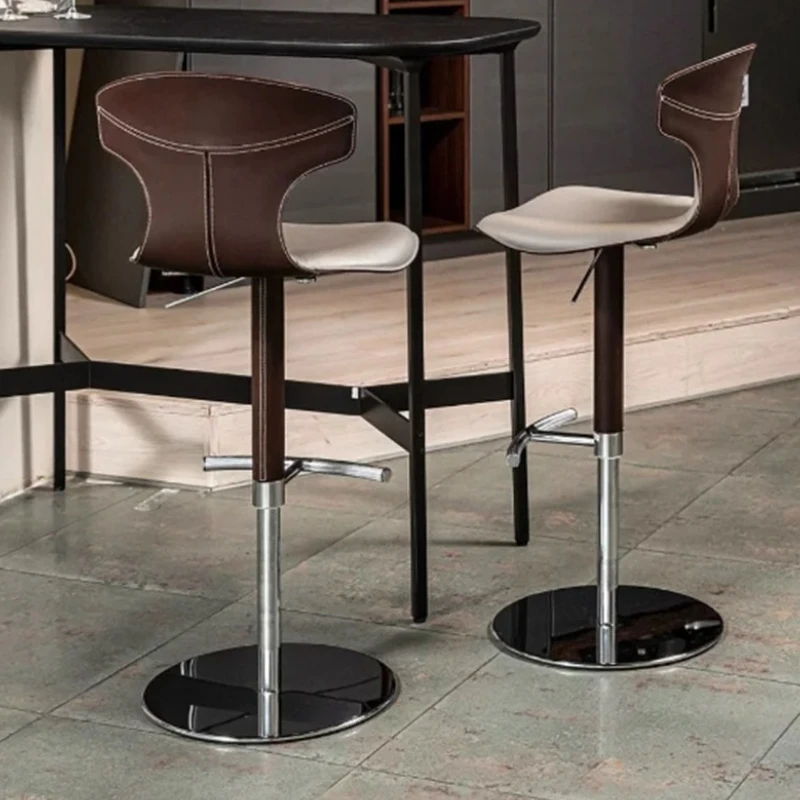 

Beige Adjustable Bar Stools Swivel Back Brown Nordic Design Bar Stools Ergonomic Modern Unique Sillas De Barra Furniture Luxury