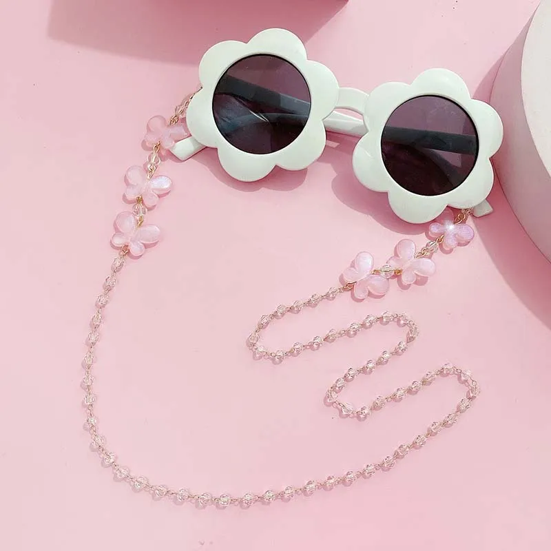 Fashion Butterfly Pearl Charm Reading Glasses Chain Lanyard New Acrylic Irregular Beaded Mask Holder Neck Rope Jewelry for Women