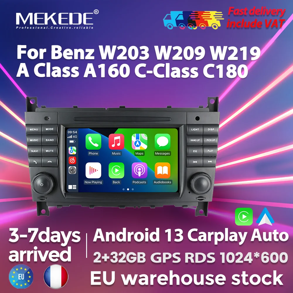 EU Duty Free Store Android 13 Car Radio Multimedia stereo Head Unit for Mercedes Benz W203 W209 W219 A Class A160 C-Class C180