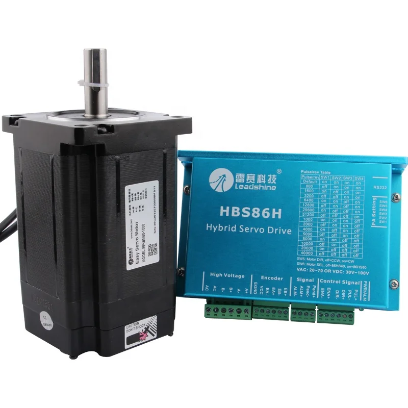 86HBM80-1000+HBS86H NEMA34 86mm 8Nm 6A 3ph 30-100VDC low cost leadshine closed loop stepper motor drive kit