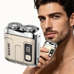 Travel Electric Shaver For Men Double Floating Magnetic Blade Head Portable Beard Knife Rechargeable MINI Rotary Electric Razor