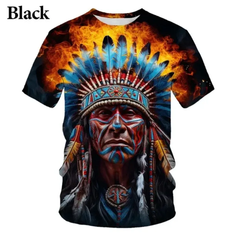 Retro Harajuku Street Style 3D Printed T-Shirts for Men and Women Casual Cool Tribal Style Round Neck Short Sleeve Tops