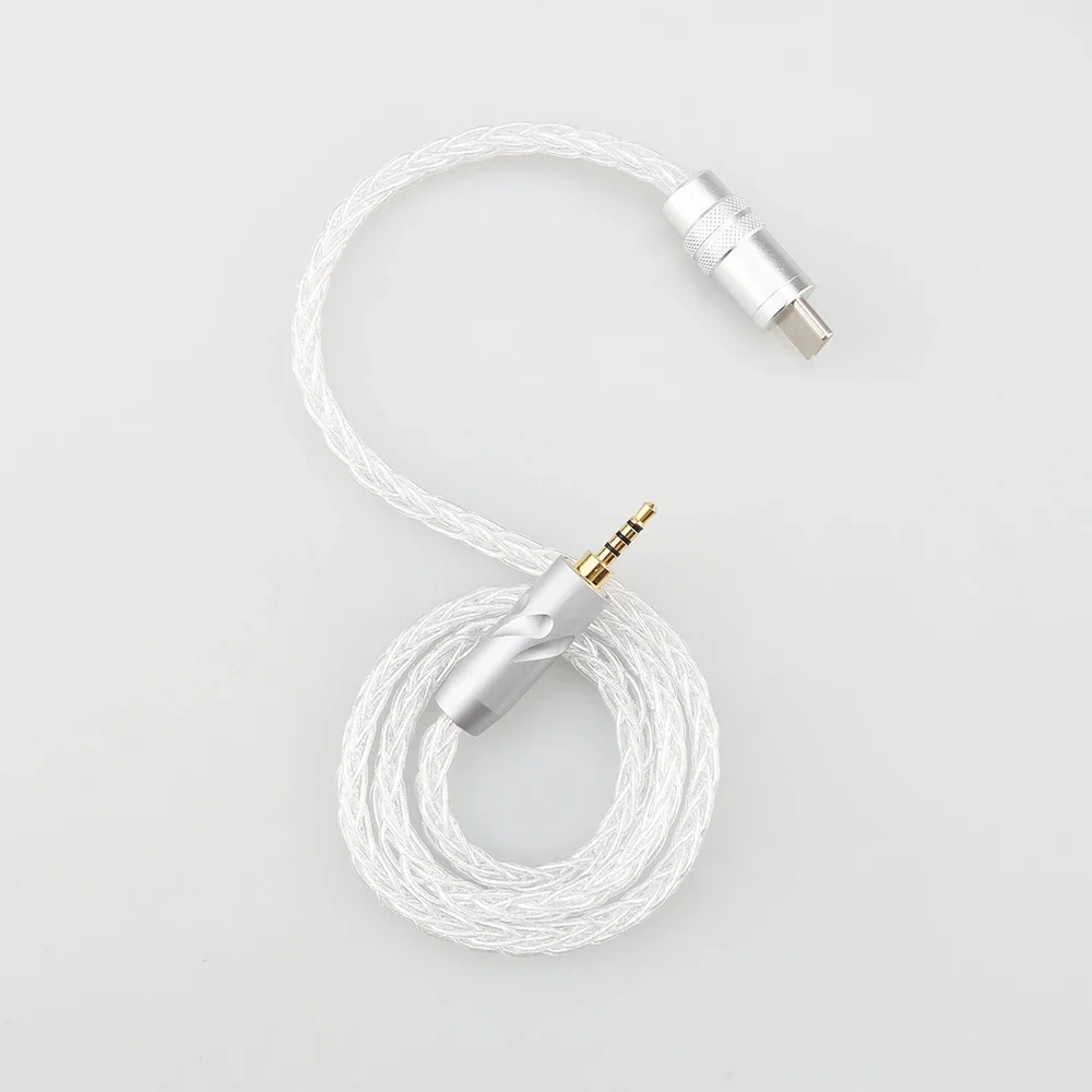 HIFI pure silver USB Type C to 3.5mm 2.5mm 4.4mm Jack AUX Cable Type-C Audio Cable for Huawei Android iPhone Millet to amplifier