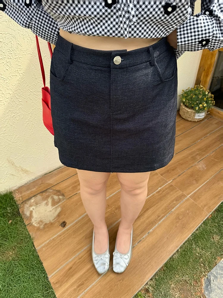 

NINI ONE шелковая джинсовая юбка с высокой талией, повседневная свободная юбка трапециевидной формы, облегающая бедра для женщин больших размеров