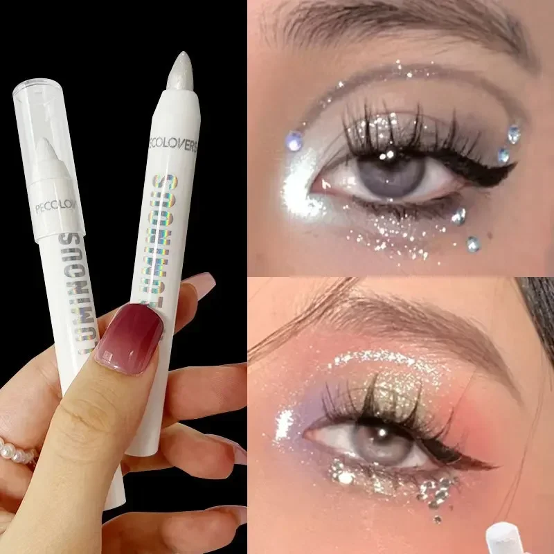 Oogschaduw Ooglidverhelderende pen - Markeerstift Matte parelachtige witte oogmake-uppen met glitter - Verbeter de look van uw oog