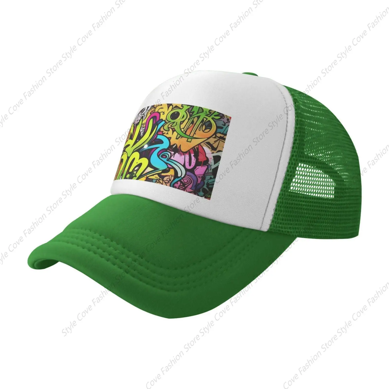 Unisex Graffiti Desenho Impressão Mesh Baseball Cap, Verão ajustável Sunshade Hat, Hip Hop Streetwear para esportes