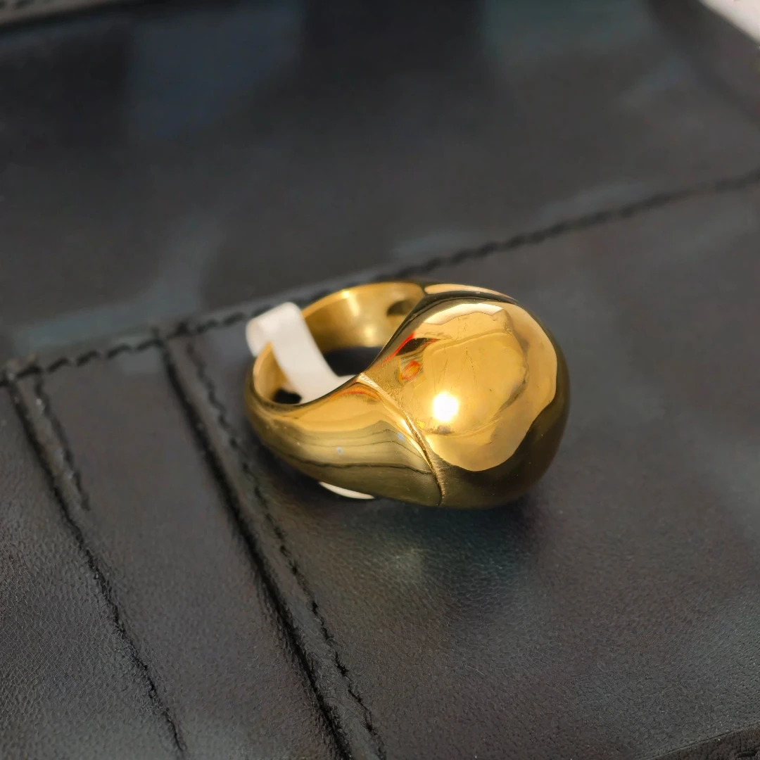 Größe 6, 7, Kugel-Blumenring für Damen, goldfarbener Edelstahl, bunter AAA-CZ-Bandring, klobiger Statement-Ring