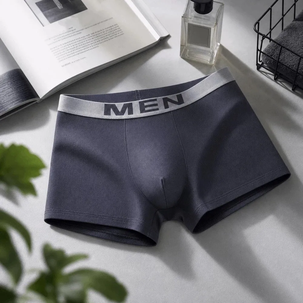 

Solid Color Men's Underwear Comfortable Fit High Elastic Boxer Shorts Breathable Fabric Athletic Underwear Home Wear