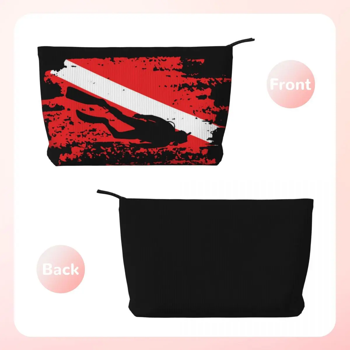 Scuba Diving Flag Corduroy Travel Cosmetic Bag Makeup Storage Bag Women Make Up Organizer Storage Clutch