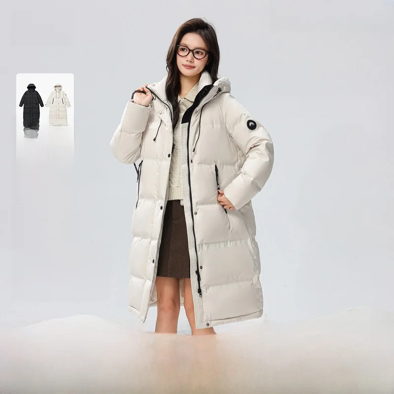

Snow Flying Women's Mid-Length Hooded down Jacket Thickened Korean Style Sporty Fashionable Youthful Vitality Polyester Fiber