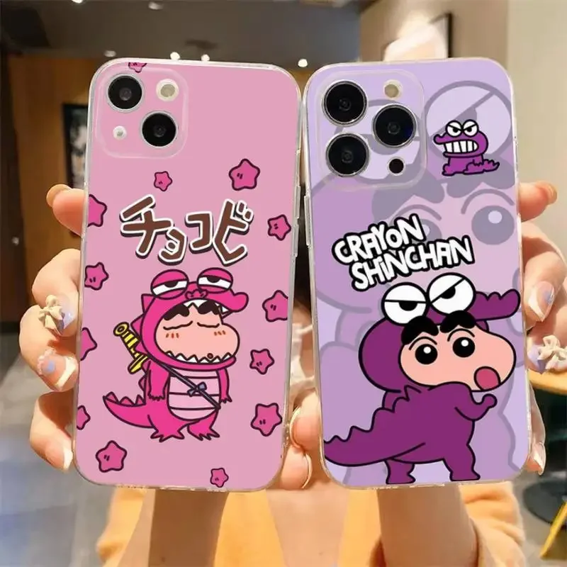 C-Crayon S-Shinchan Phone Case For iPhone 11 12 Mini 13 14 15 Pro XS Max X 8 7 6s Plus 5 SE XR Transparent Shell