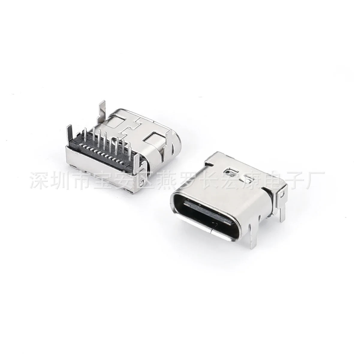 For TYPE-C 24P female seat, DIP + SMT double shell four-pin plug board is inserted before and after the board L = 8.65/10