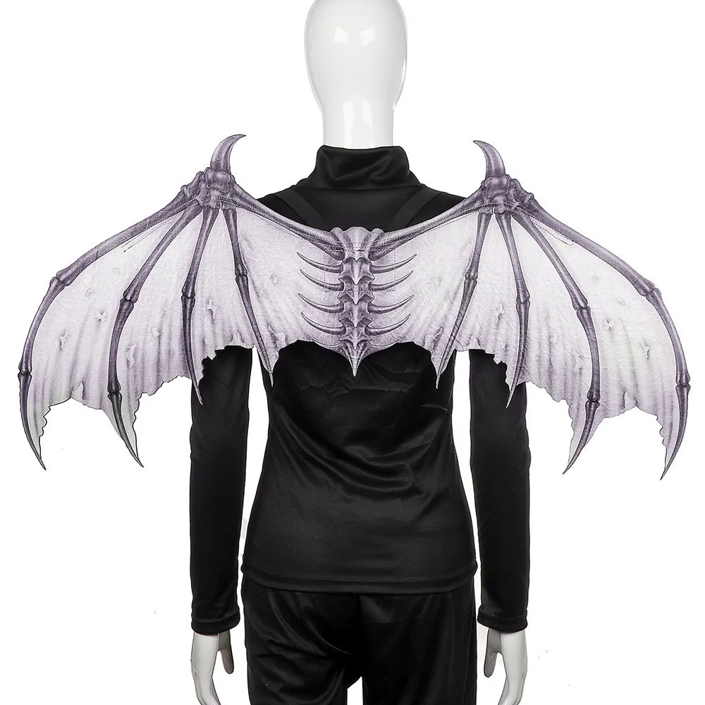 Creative Foldable Black and White Non woven Devil Bone Wings Halloween Carnival Ball Prop Performance Costume
