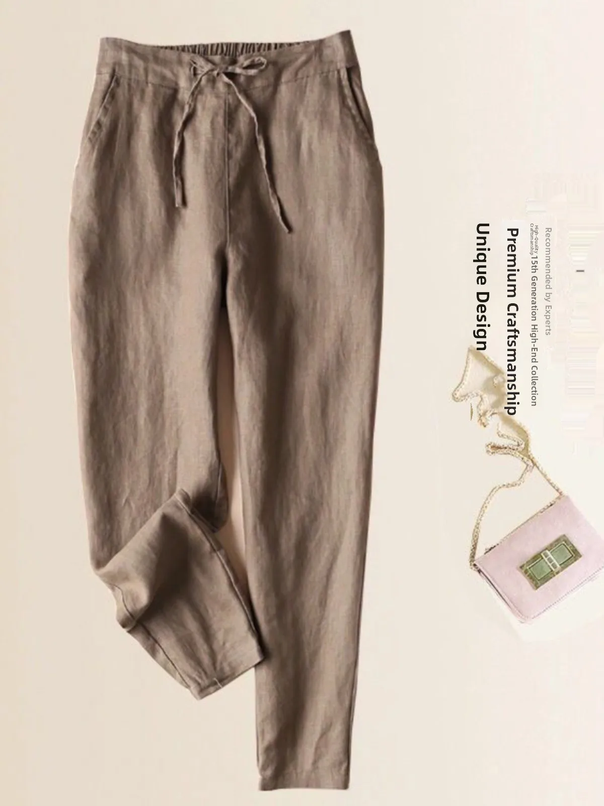 Women's Cotton Linen Loose Slimming Leggings High Waist Street Sle Long Pants Comfortable Casual Trousers