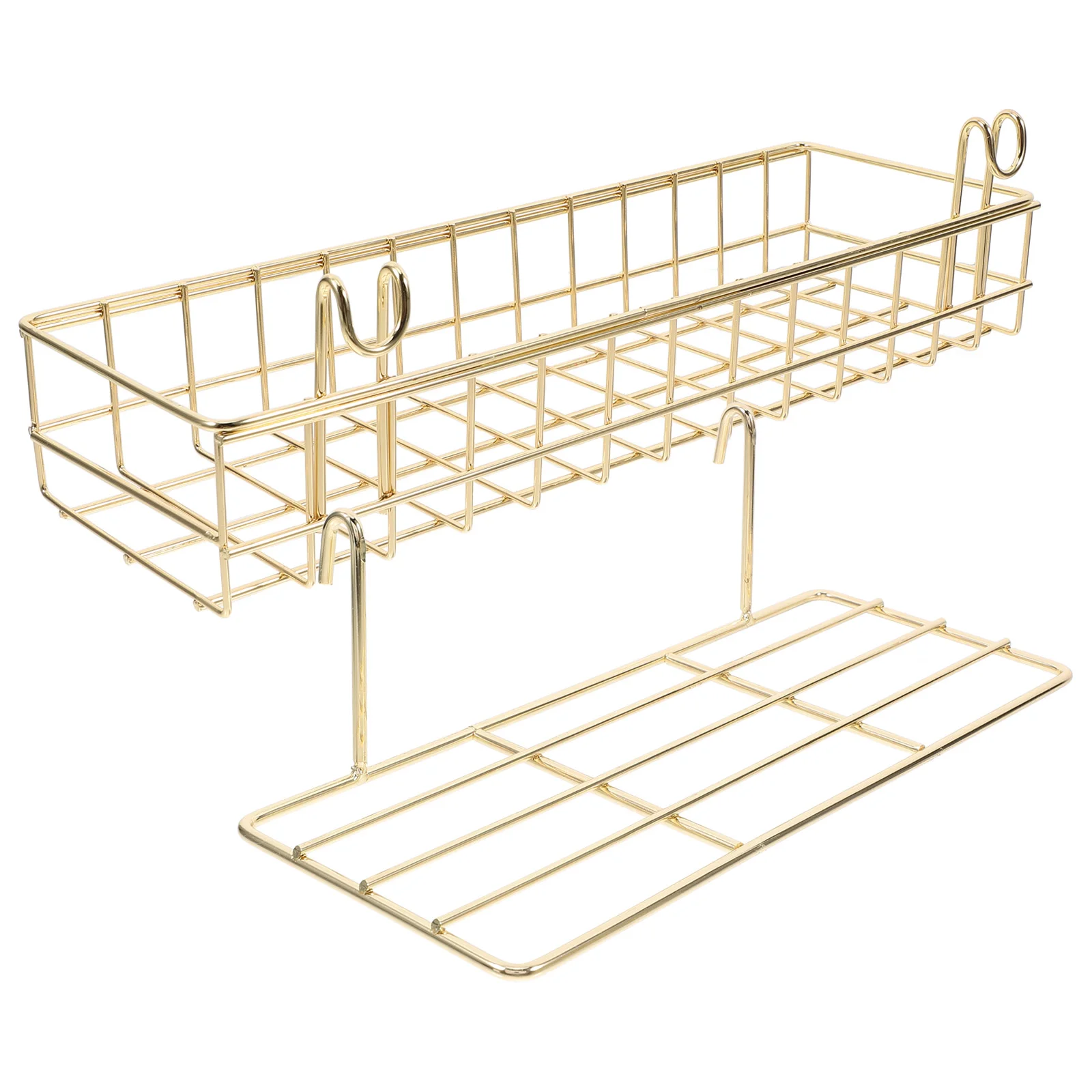 Wire Wall Grid Panel Mesh Holder Storage Rack The Ledge Organizer Shelf Hanging Basket Golden