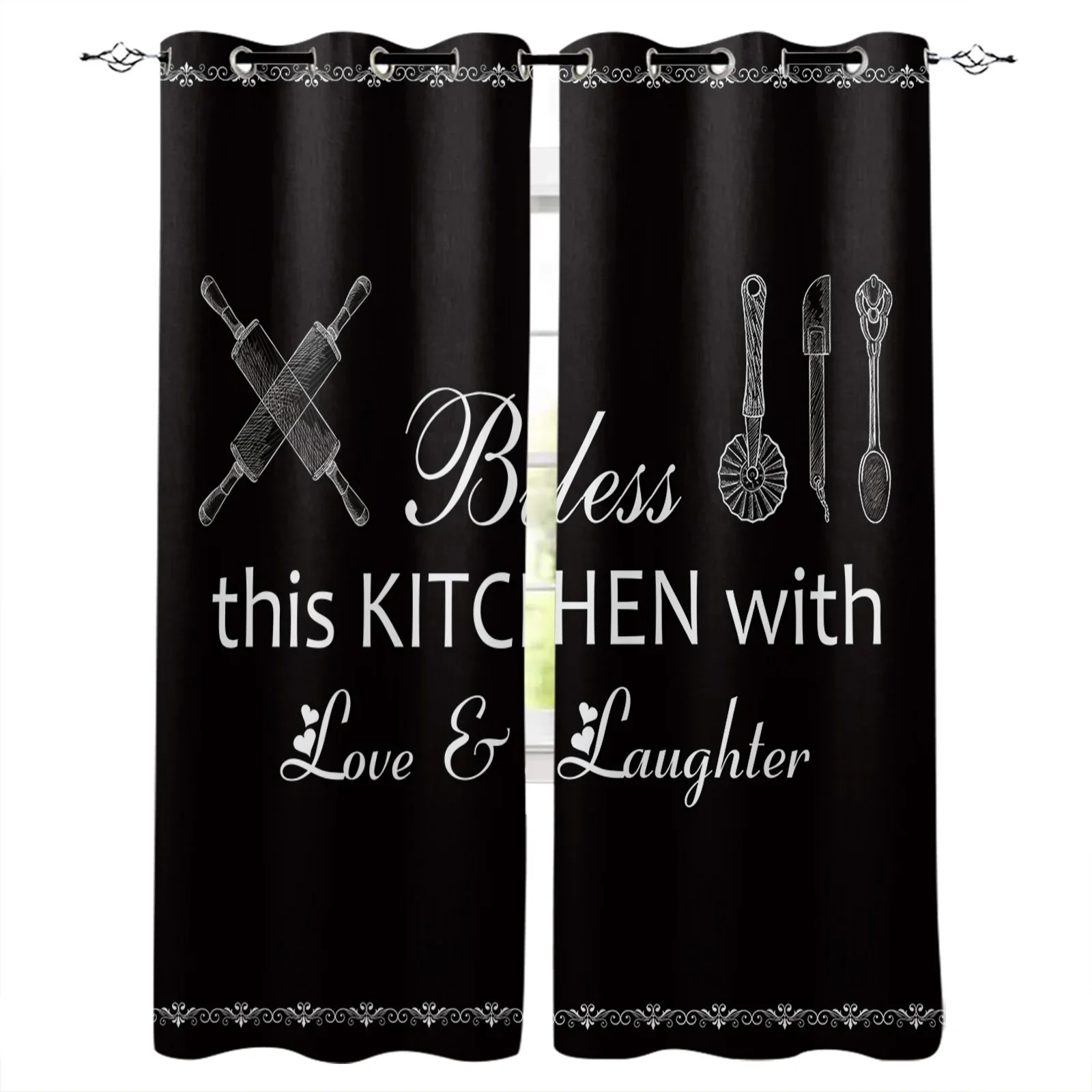 Bless This Kitchen tende nere per soggiorno pannelli per finestre camera da letto tende da cucina decorazioni per la casa tenda per finestre