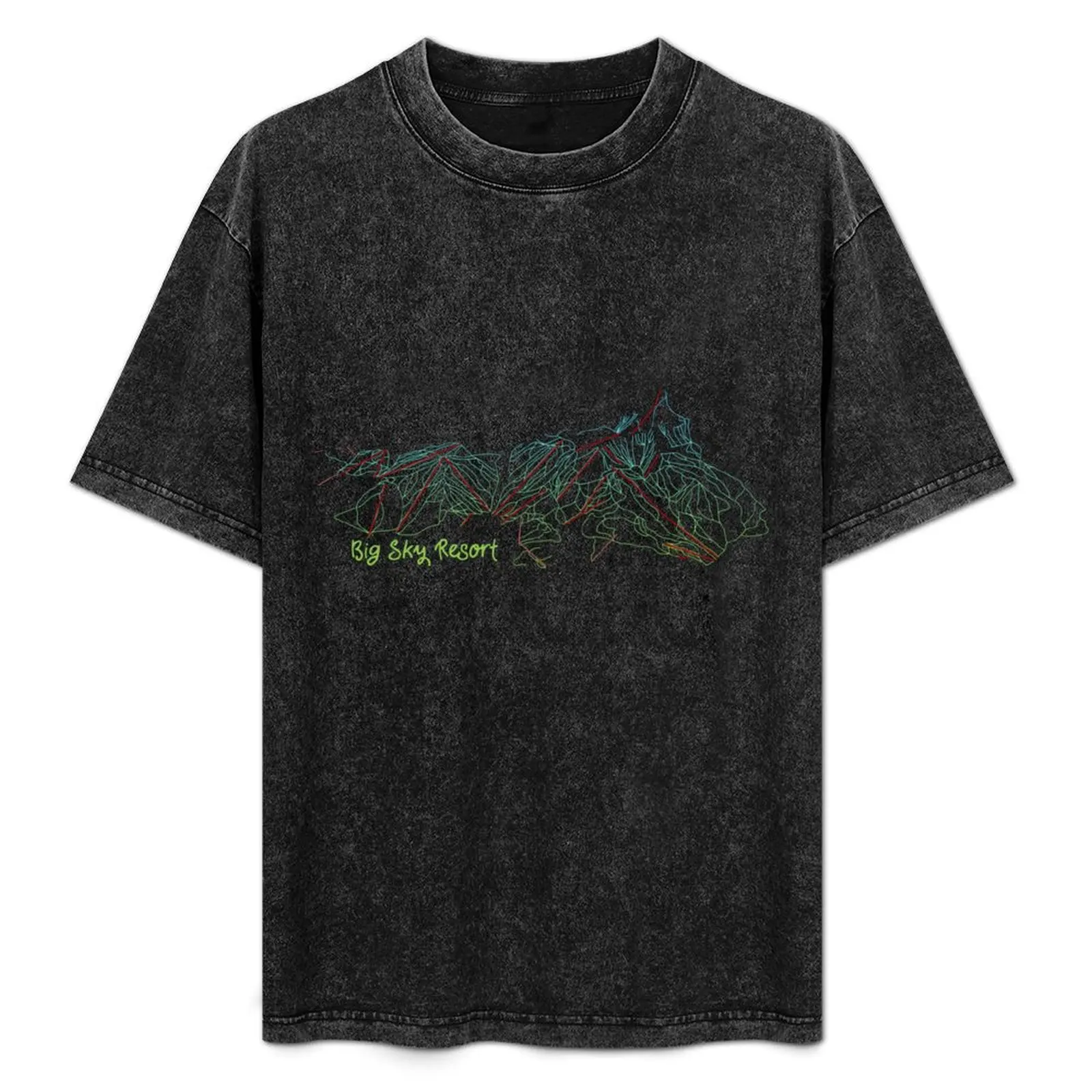 

Big Sky Resort Trail Map T-Shirt rapper graphic tees summer tops sports fans plain white t shirts men
