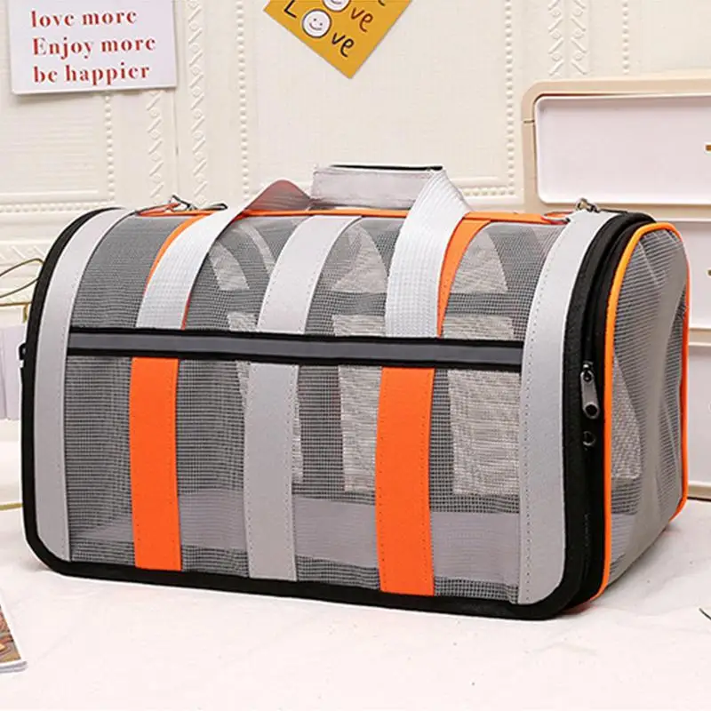 Portable Pet Carrier Carrier Foldable Pet Bag For Cat Travel Carrier With Multiple Mesh Panels For Flying Visiting The Vet For