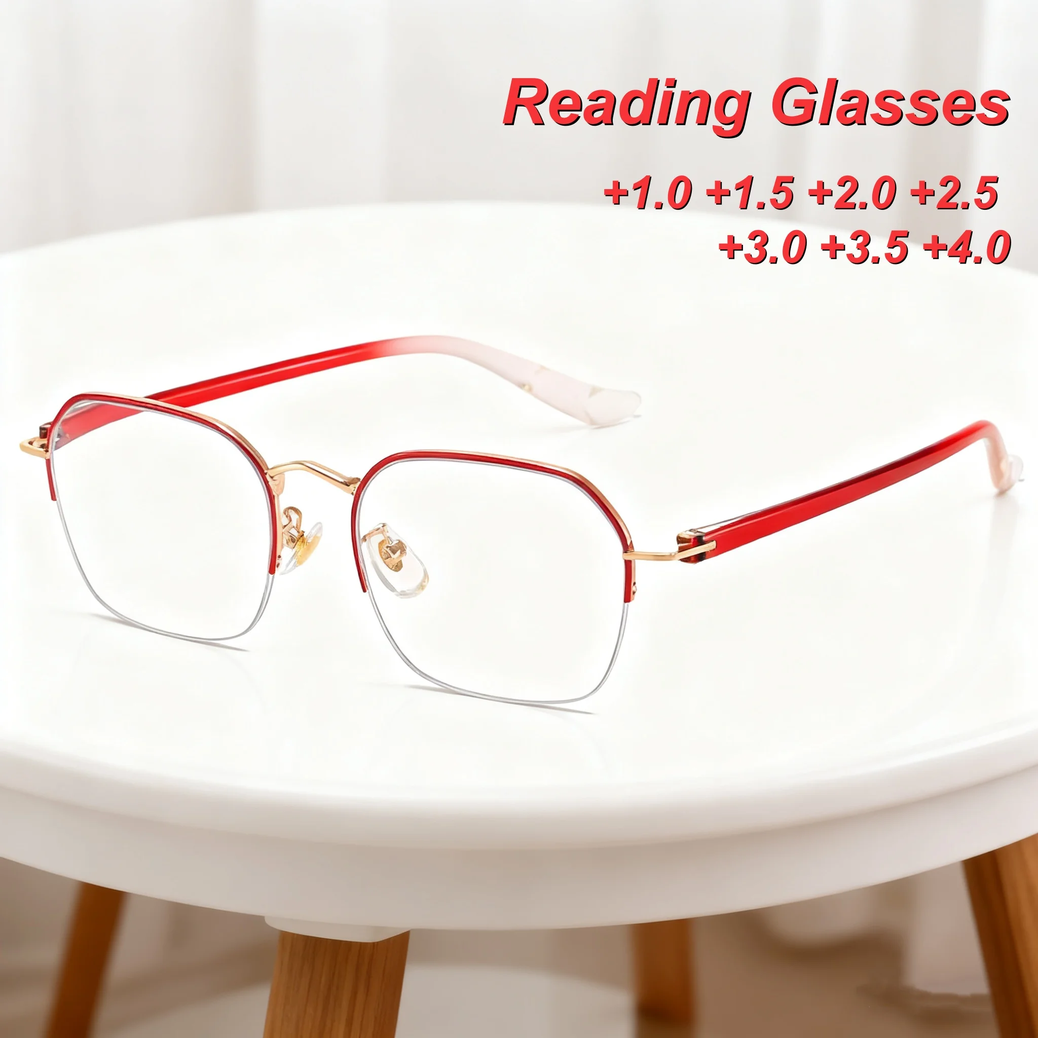 

2025 New Fashionable HD Metal Frame Women's Reading Eyes Ultra Light Neutral High Quality Luxury Anti Blue Light Glasses