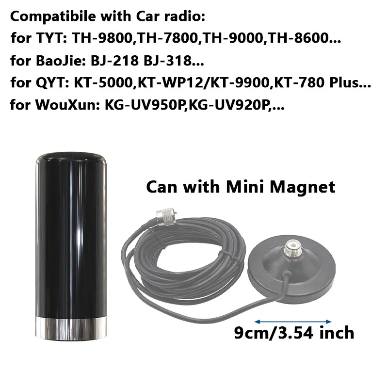 Short Car Radio Antenna UHF/VHF Dual Band HH-N2RS PL-259 Aerial 136-174MHz/400-480MHz For IC-980 PRO KT8900  BJ-218 Mobile Radio