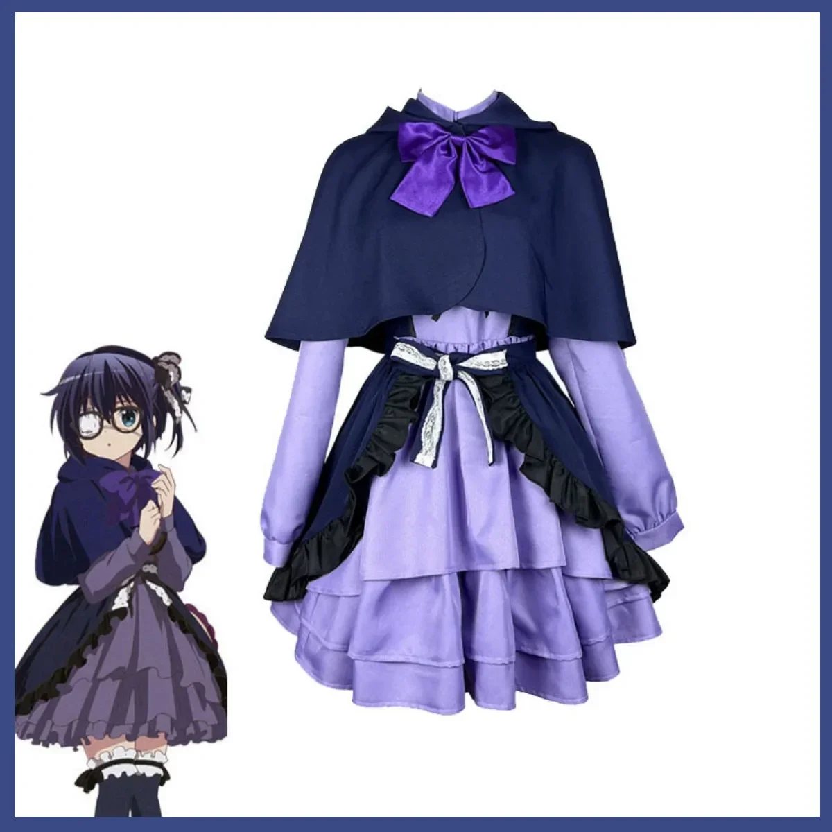 Anime Love, Chunibyo & Other Delusions Takanashi Rikka Cosplay Costume Wig Purple Appointment Dress Woman Kawaii Halloween Suit