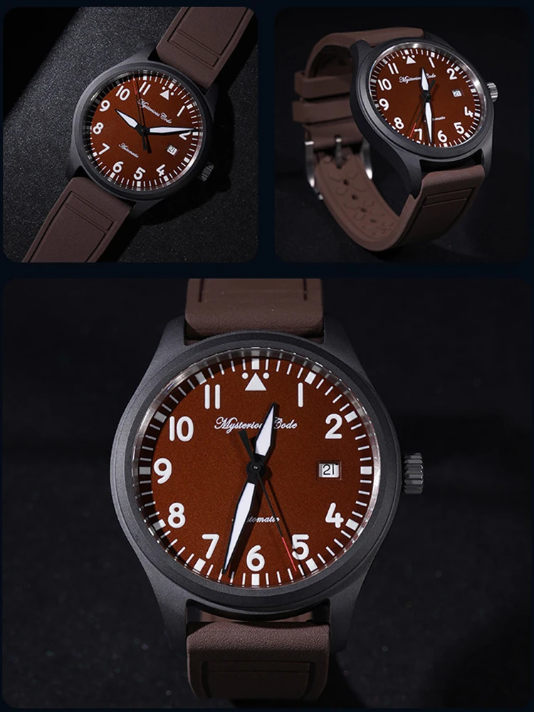 Ceramic Pilot Watch Luxury Automatic Watch Men 41mm Air Force Mechanical Wristwatches Mysterious Code Sports Clocks ST2130 SW200