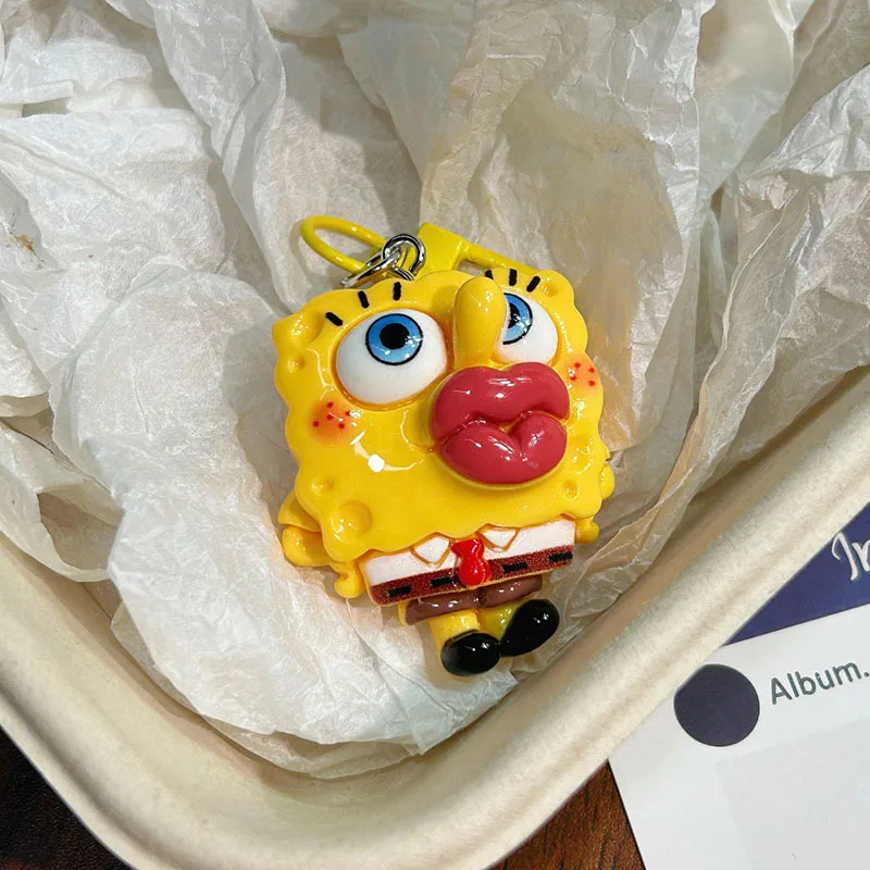 SpongeBob SquarePants Cartoon Funny Red Lips Sausage Mouth Keychain Patrick Star Pendant Backpack Accessories Best Friend Gift view 3