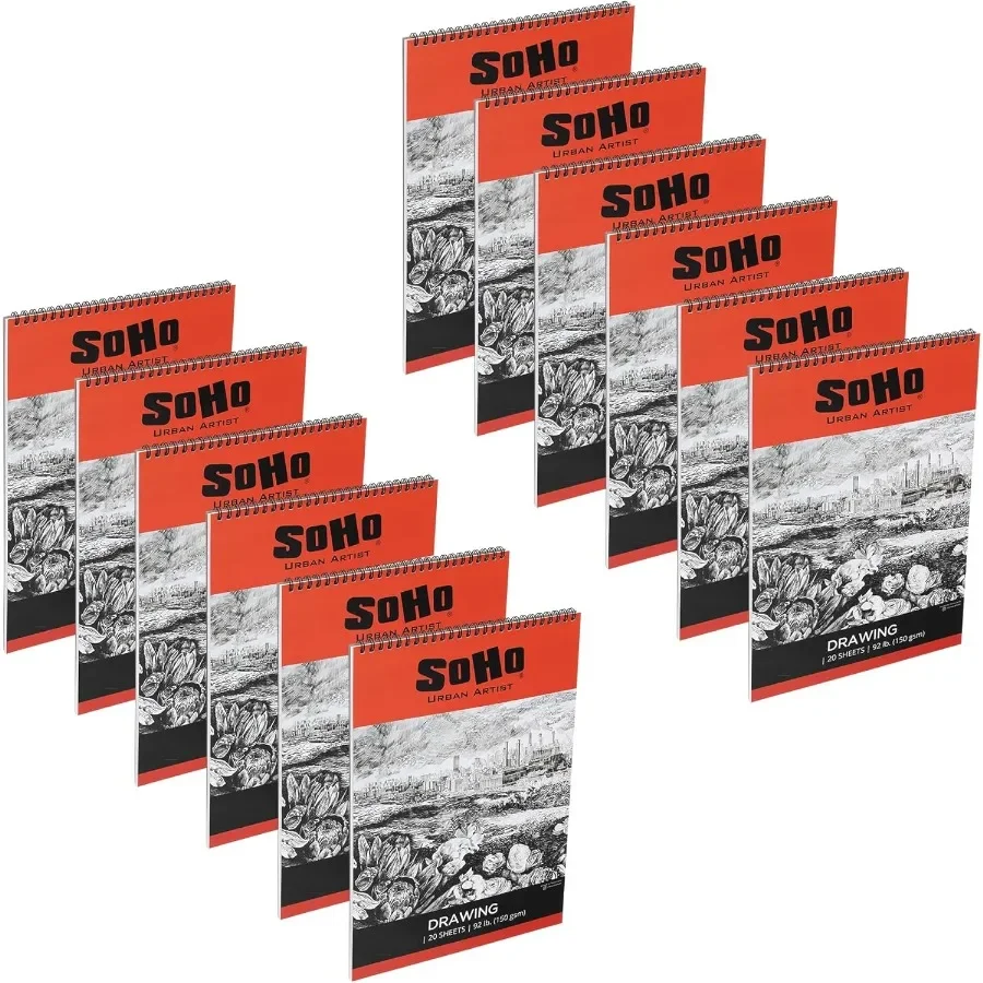 

Softcover Drawing Pad 12x18 12 Pack 288 Sheets - 92 lb. 150gsm Drawing Paper Pads for Artists Travel Illustrations and More