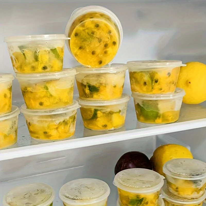 50cps Mini Transparent Plastic Season Box Portable Dipping Sauce Storage Box Fruit Tea Block Freezing Mold Kitchen accessories