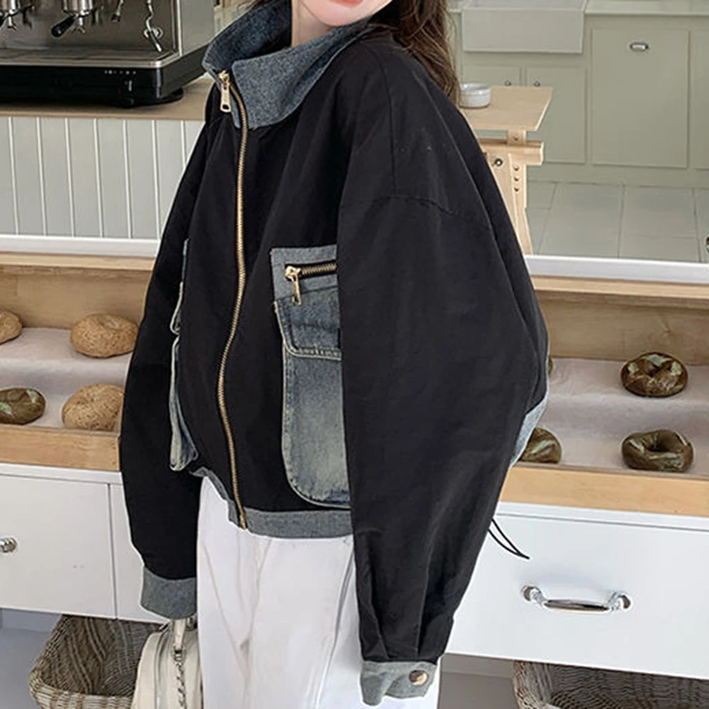 Retro denim spliced jacket women's 2025 spring new small design sense fashion sweet cool short jacket