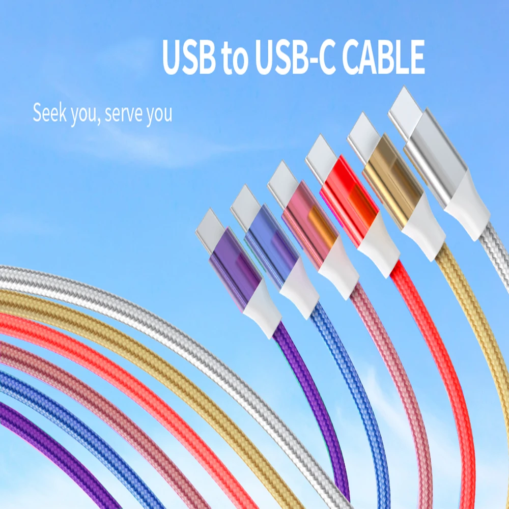 Multi Colored Nylon Braided Data Cable 3A Suitable For Android Samsung Type C Fast Charging Cable USB Device Mobile Phone Charge