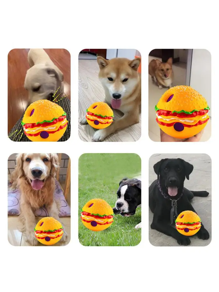 Dog Toy Sound Ball Hamburger Shape Pet Grinding Teeth Training Bite Resistance