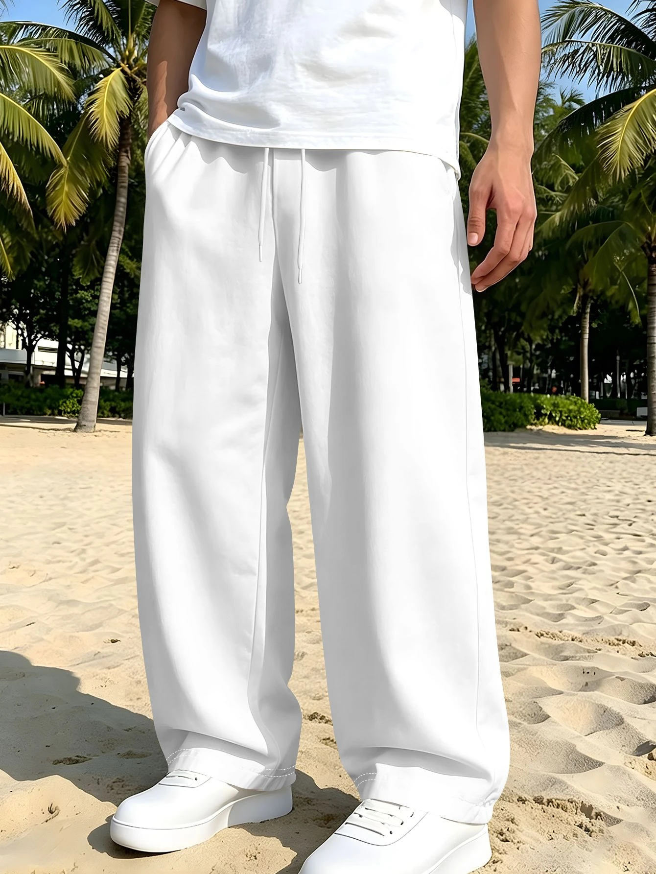 Men's All-Season Straight-Leg Trousers – Solid Color, Loose-Fit, Casual, Easy-to-Wear, Versatile Style harajuku men pants
