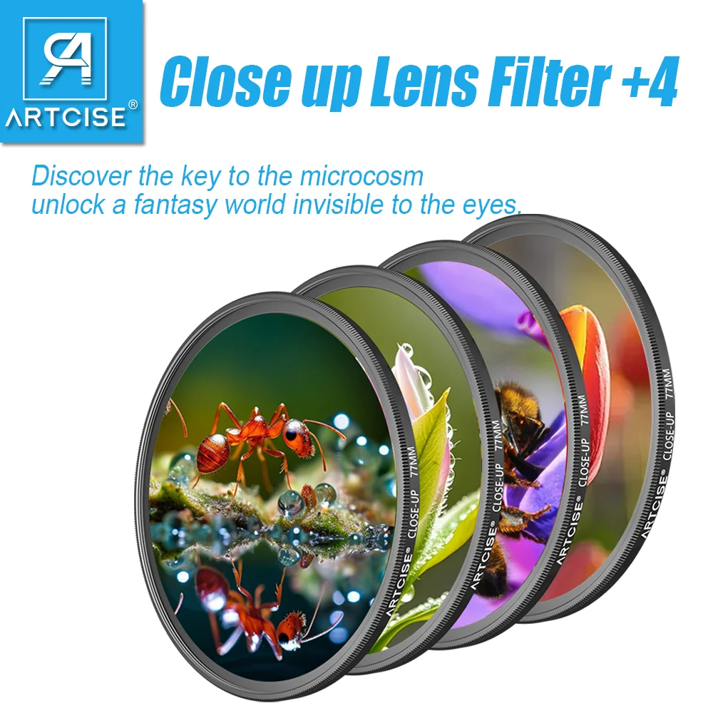 ARTCISE +4 Close-up Camera Filter Macro Filter Accessory Close-up Lens Filter for Canon Nikon Sony Pentax Olympus DSLR Outdoors