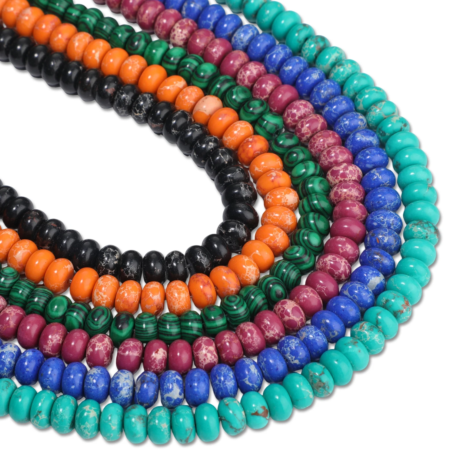 8x5mm Natural Sediment Jasper Imperial Jasper Turquoise Malachite Amazonite Abacus Shape Stone Beads for DIY Jewelry Necklace