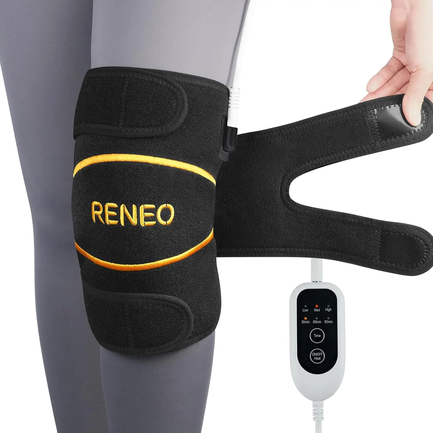 

Electric Heating Pad for Knee Relief, Auto Shut-Off Wearable Wrap, Elbow Brace with Support, 3 Heat Levels, Black