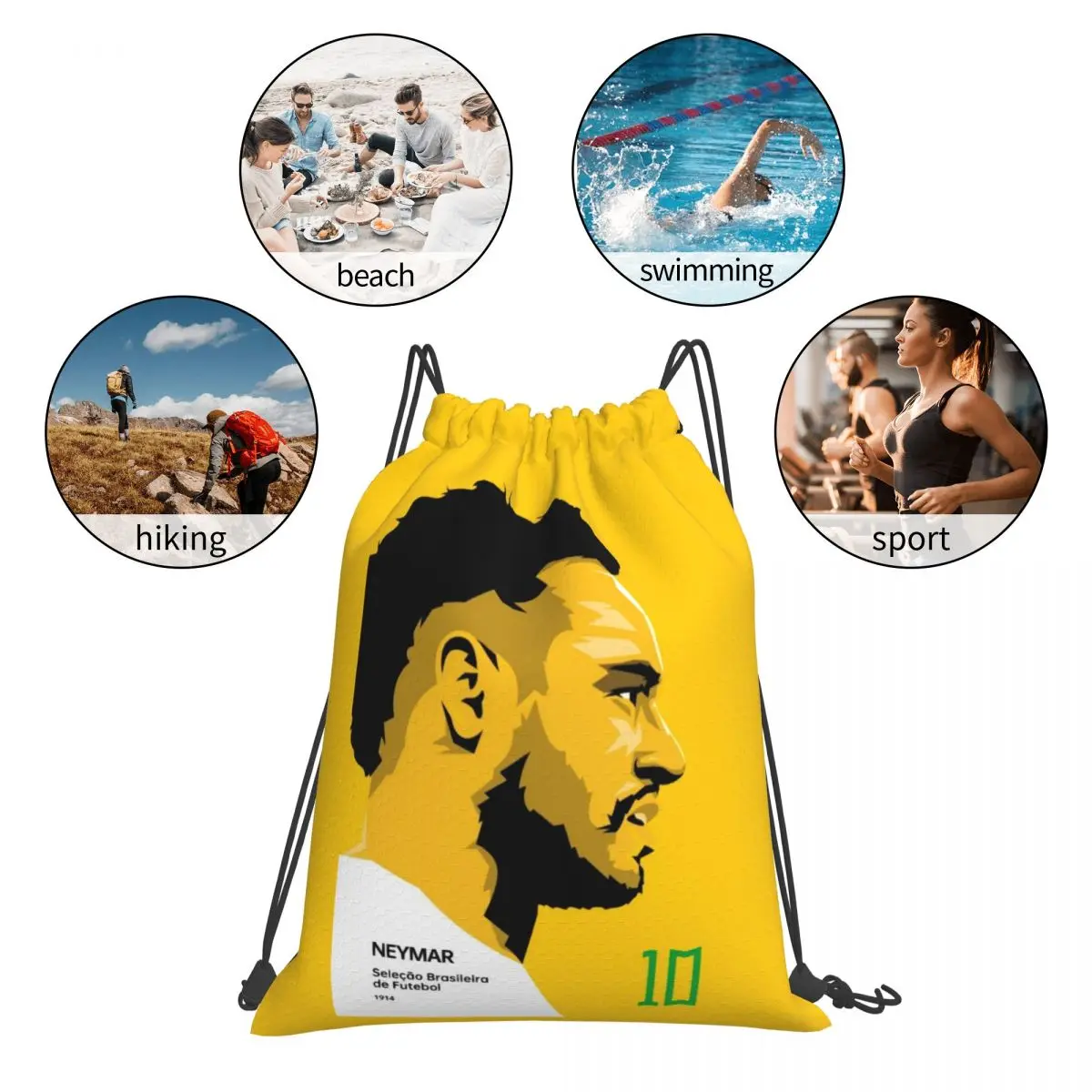 Personalizado brasil futebol n-neymar jr cordão bolso mochila masculino feminino leve ginásio esportes