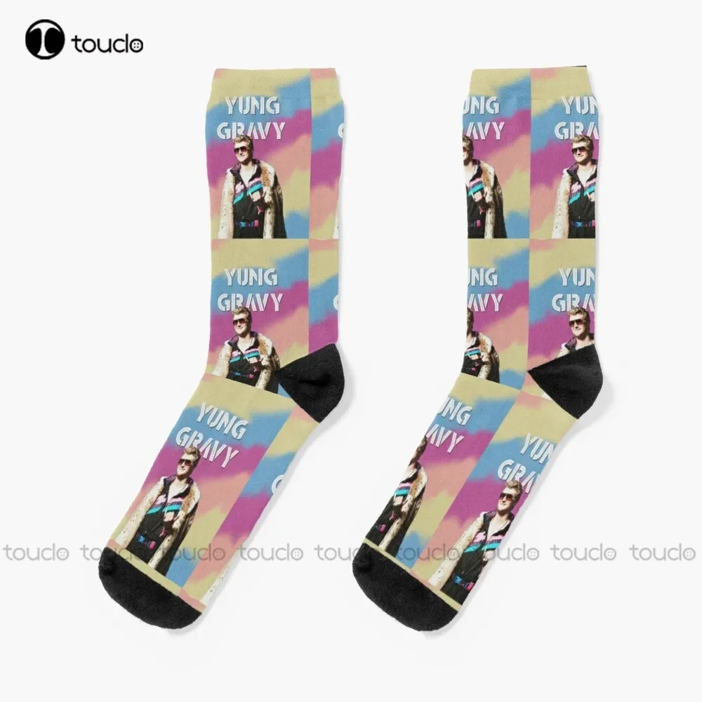 Beach Yung Gravy Socks Black Long Socks Christmas Gift Unisex Adult Teen Youth Socks Custom 360° Digital Print Women Men