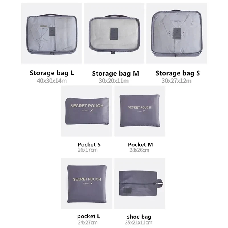 6/7PCS Set Travel Organizer Storage Bags Multifunction Packing Cube Bag For Clothes Tidy Portable Wardrobe Suitcase Pouch Case